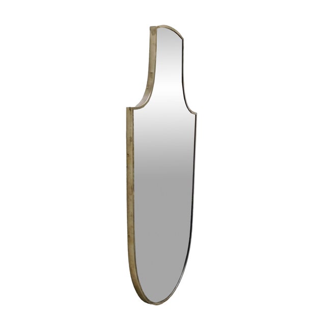Mid-Century Modern Brass Shield Wall Mirror, Italy, 1950s For Sale - Image 3 of 7