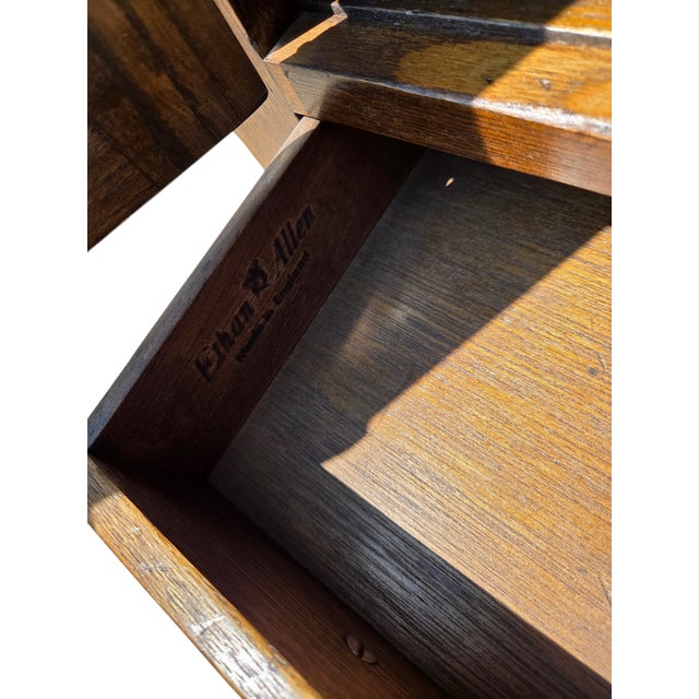 1980s Ethan Allan Charter Oak Jacobean Server Sideboard Bar Cabinet Made in England For Sale - Image 9 of 16