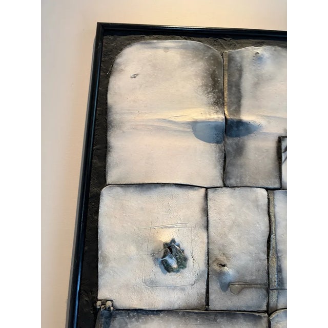 Sculpture Materials Geometric Raku Clay Tiles Mounted and Framed Wall Sculpture - 47x30 For Sale - Image 7 of 14