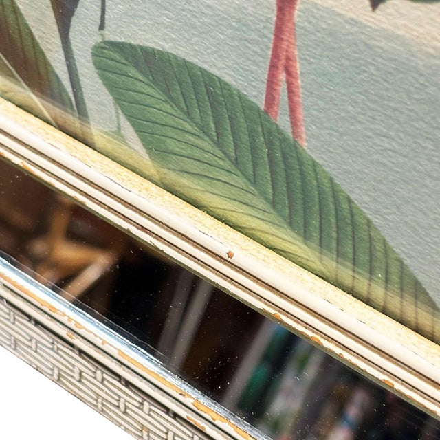 Pink MCM Pink Flamingo Lithograph Print Signed Arthur in Mirror Frame by Turner For Sale - Image 8 of 9