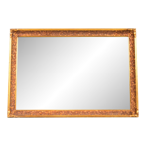 French Rococo Ornate Carved Gold Gilt Large Wall Mirror