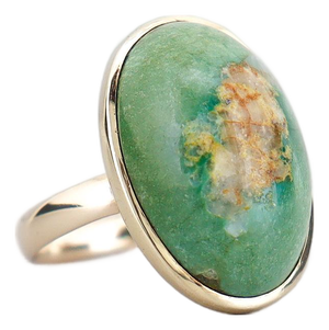 Signed Vintage Southwestern 14k Gold & Royston Turquoise Cabochon Cocktail Ring