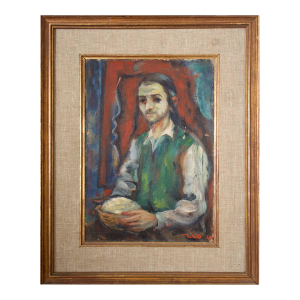 Eliyahu Sigard, Young Religious Man 1947 Palestine, Israeli Judaica Painting