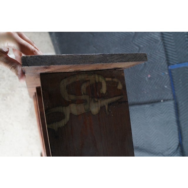 Late 20th Century Late 20th Century Primitive Oak 6 Shelf Library Bookcase Bookshelf Office Console 58" For Sale - Image 5 of 10