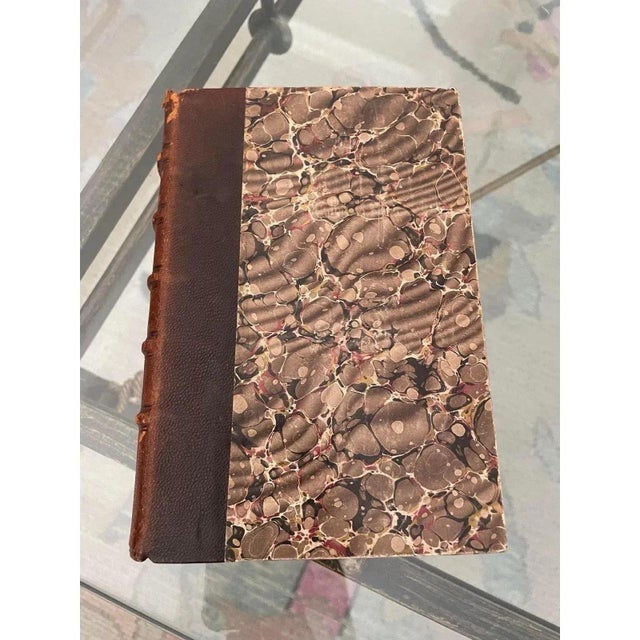Antique French Leather Bound Books- Set of 4 For Sale - Image 10 of 12