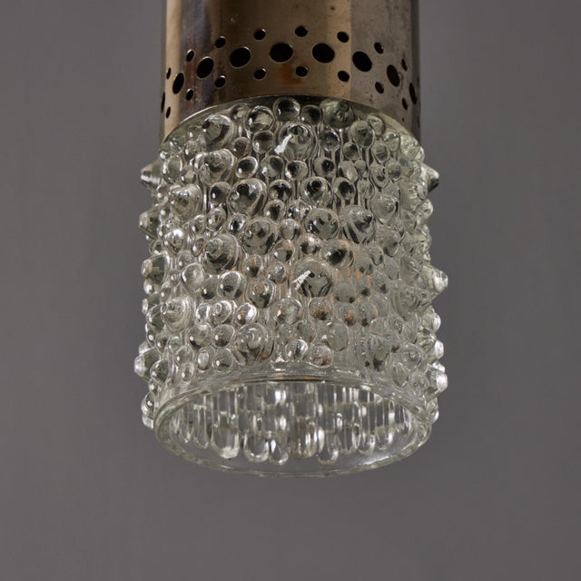 Metal Pair of 1960s Chrome Metal and Bubble Glass Pendants by Helena Tynell For Sale - Image 7 of 18