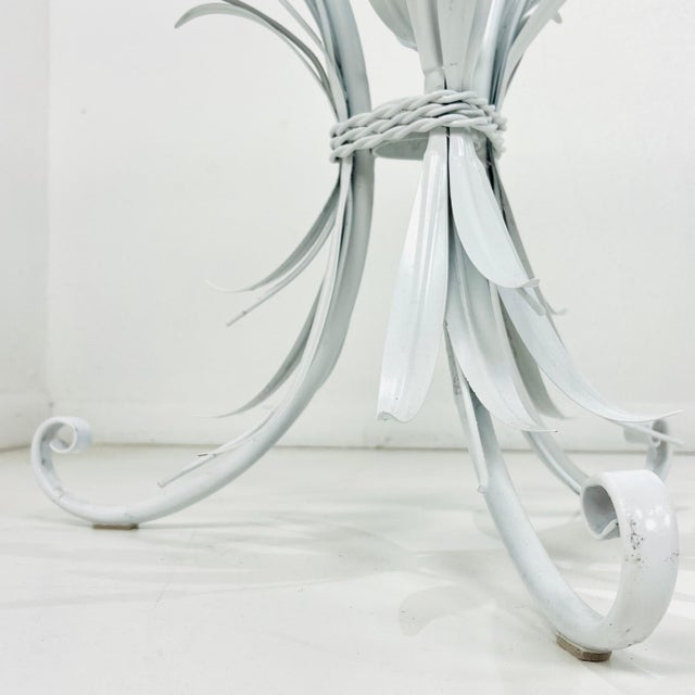 White Coco Chanel Style Sheaf of Wheat Side Tables - A Pair For Sale - Image 8 of 9