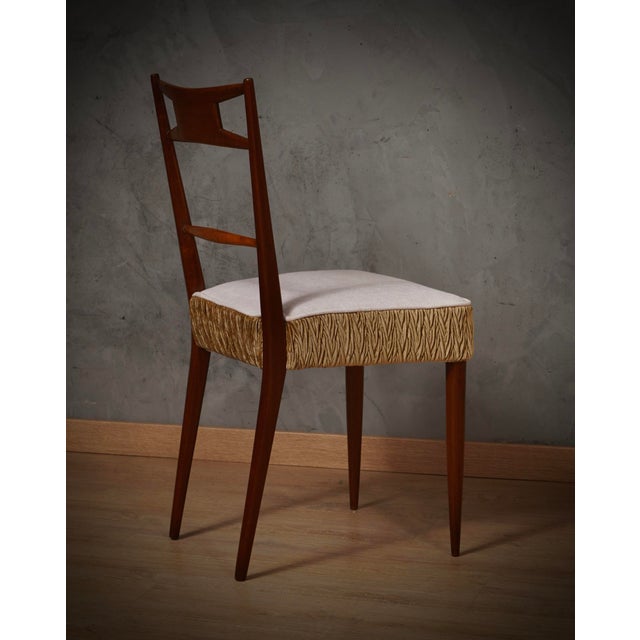 Wood Italian Walnut Wood, White and Bronze & Velvet Chair, 1950s For Sale - Image 7 of 8