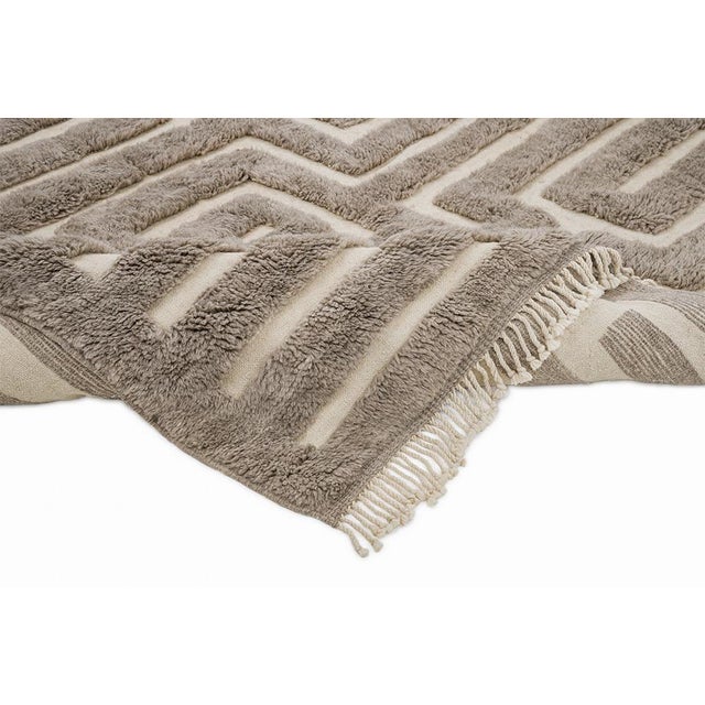 Hand-Knotted Wool Rug with Geometric Pattern by Azele Studio For Sale - Image 6 of 9