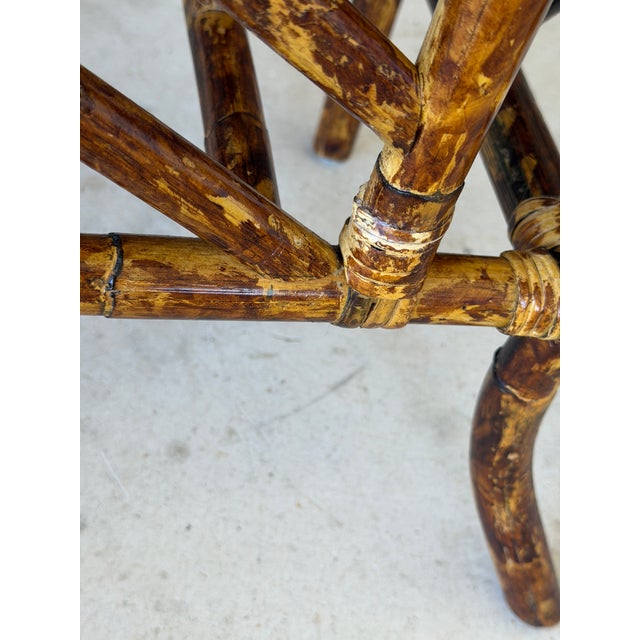 Vintage Faux Bamboo Rattan Side Table With Grasscloth Top For Sale - Image 9 of 12