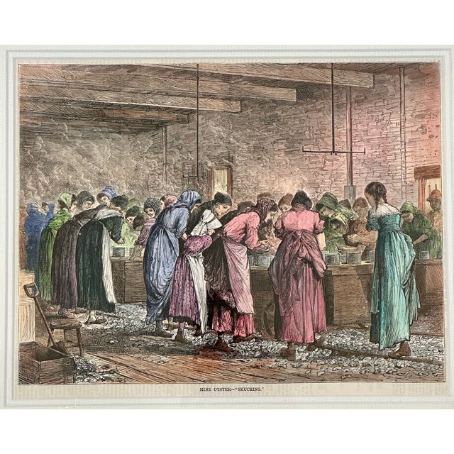 1875 Oyster Shucking, Framed For Sale - Image 4 of 6