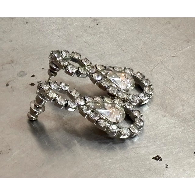 Art Deco 1930s-40s Art Deco Rhinestone Teardrop Earrings For Sale - Image 3 of 3