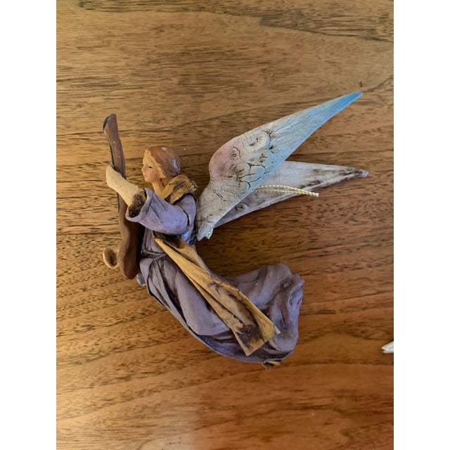 Figurative Vintage Italian Cartapesta Paper Mache Angels With Instruments, Set of 2 For Sale - Image 3 of 9