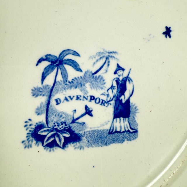 Early Davenport Blue & White Transferware Soup Plates, Set of Four For Sale - Image 13 of 14