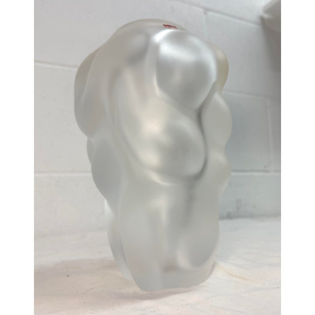 1970s Handmade Per Sundberg for Orrefors Organic Form Frosted Art Glass Crystal Vase For Sale - Image 5 of 12