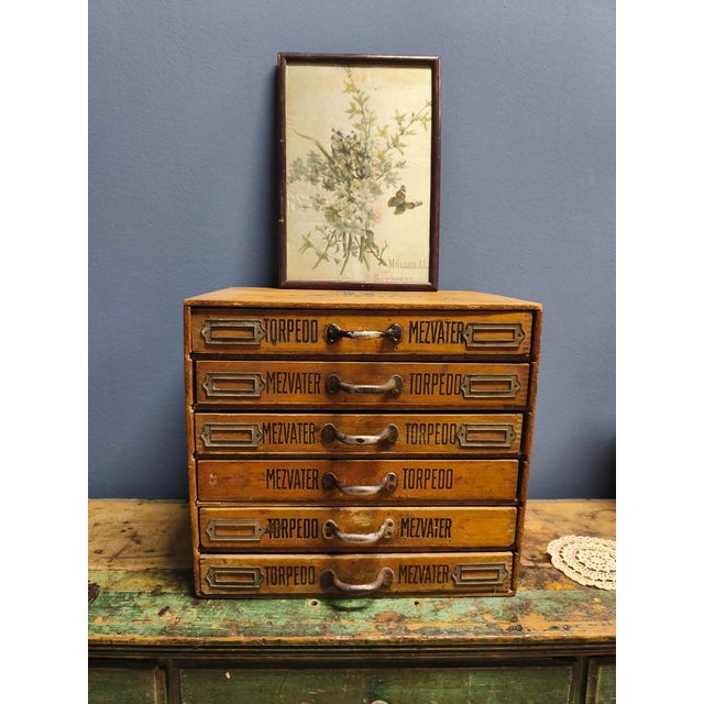 Textile Store Sewing Thread Box with 6 Smaller Drawers and Silk Thread Holder, 1920s For Sale - Image 16 of 18