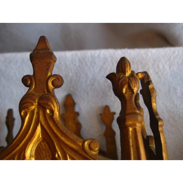 Gold Late 19th Century French Pair of Neo-Gothiic Sconces For Sale - Image 8 of 11
