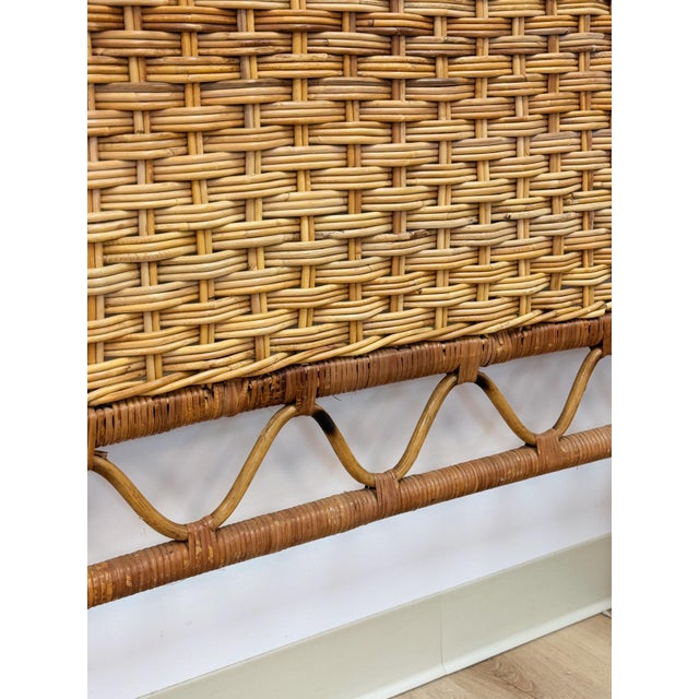 Beige Vintage, Coastal, Boho Wicker Woven Wicker and Rattan, Twin Headboard Bed Accent For Sale - Image 8 of 14