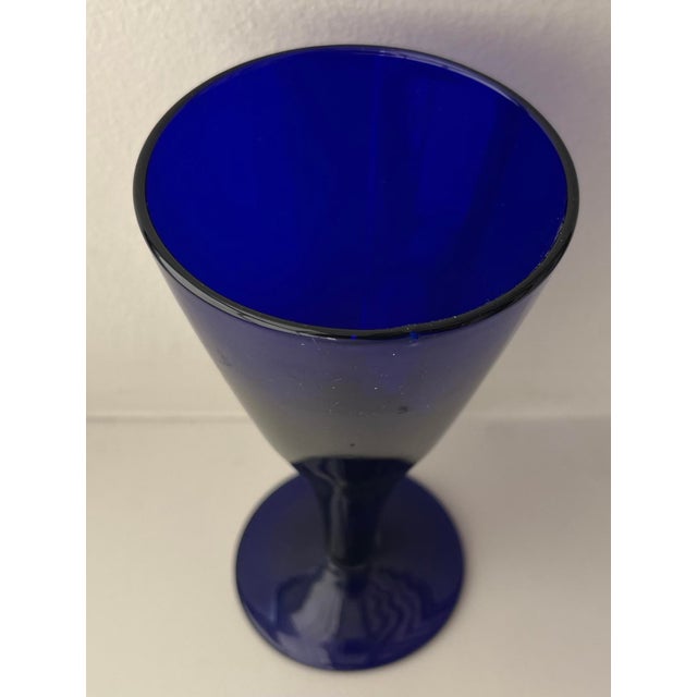 Antique Early 19th Century English George III Blue Cobalt Wine Glasses - Set of 4 For Sale - Image 17 of 18