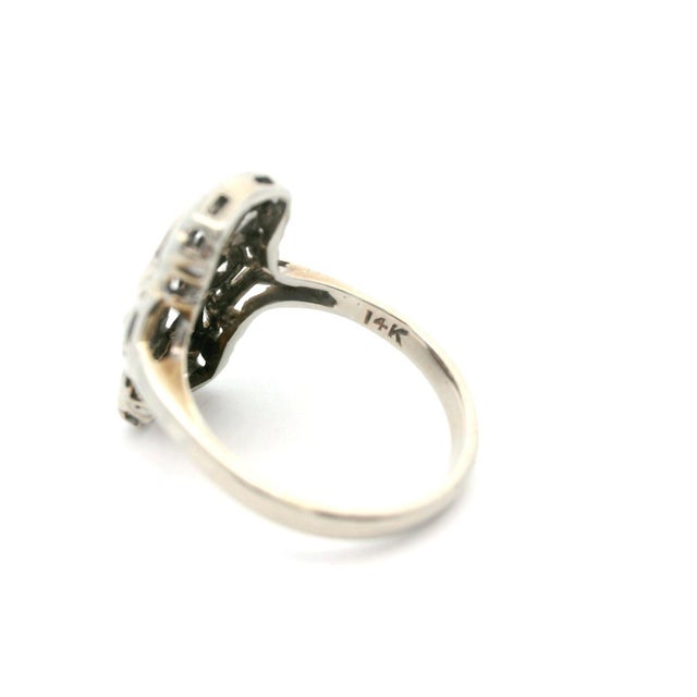 1920s Old European Cut 14k White Gold Antique Diamond Ring, Size 4.75 For Sale - Image 10 of 10