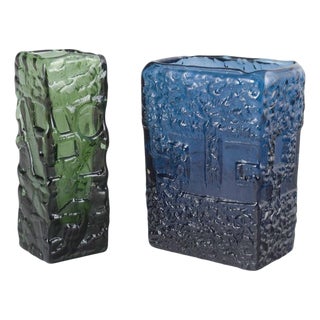 Art Glass Vases by Göte Augustsson for Ruda Glasbruk, 1970s, Set of 2 For Sale