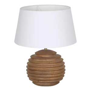 Ribbed Wood Ball Table Lamp Large