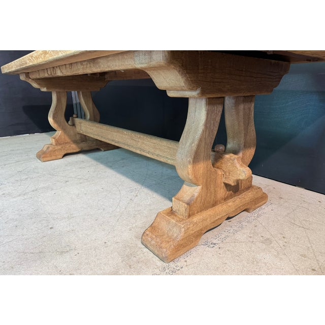 French Bleached Oak Farmhouse Dining Table, 1920s For Sale - Image 6 of 18