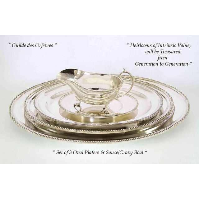 English New 1970s Silverplate Dinner Service Imperial Suite of 15 Piece Matching Set With Bead Applied Border For Sale - Image 3 of 13