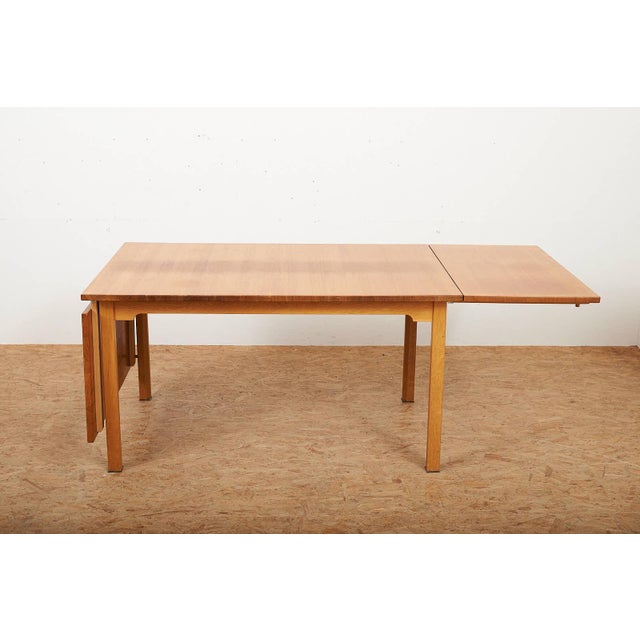Oak Table with Two Drop-Leaf Extension Leaves For Sale - Image 3 of 15