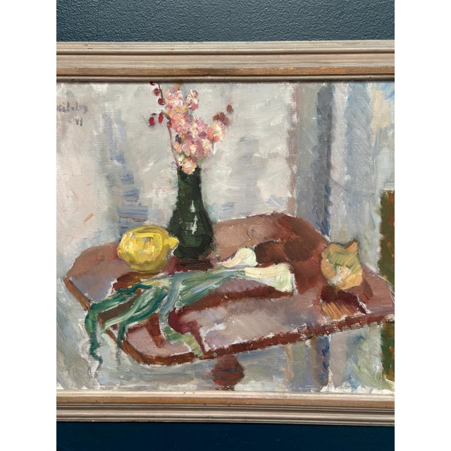 Mid-Century Modern Arne Kilsby, Vase and Vegetables, 1960s, Oil Painting on Panel, Framed For Sale - Image 3 of 18