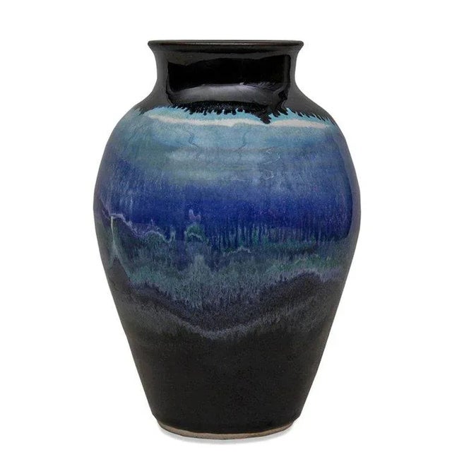 1970s Vintage Italian Signed Drip Swirl Glaze Ceramic Pottery Vase For Sale - Image 5 of 5