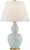 Transitional Chapman & Myers by Visual Comfort Signature Yue Double Gourd Table Lamp in Ice Blue with Linen Shade For Sale - Image 3 of 3