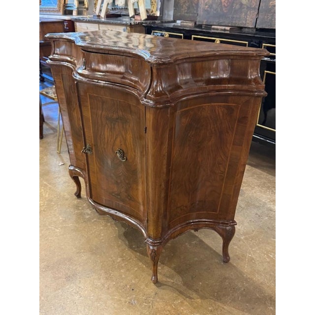Traditional 19th Century Italian Black Walnut Shaped Front Cabinet For Sale - Image 3 of 6
