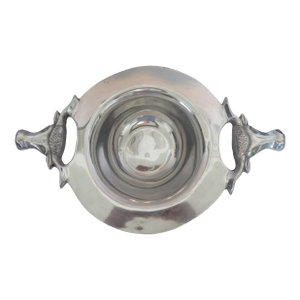 Longhorn Pewter Serving Platter Bowl Display W Steer Head Handles Large 3d