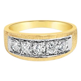 Diamond Band with Brushed Satin Finish 1.00cttw 14k Two-Toned Gold, Size 10.25 For Sale