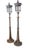 #48911 A rare pair of late 19th century English converted glass wrought iron street post lights / lamps. Features a copper...