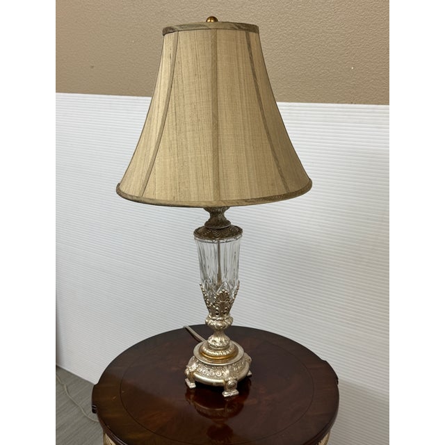 Neoclassical Neoclassical Currey & Company Cut Glass Table Lamp For Sale - Image 3 of 12