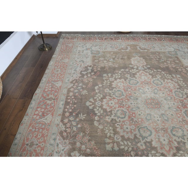 1970s Vintage Persian Handmade Wool Cotton Brown Area Rug For Sale - Image 9 of 11