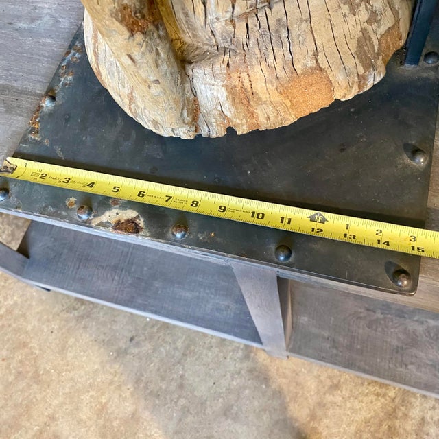 Antique Hand Carved Wood Mortar on Display Stand For Sale - Image 14 of 17