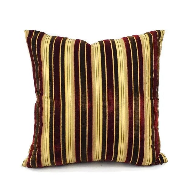 Brown Stroheim Fitzory Stripe in Currant Pillow Cover For Sale - Image 8 of 8
