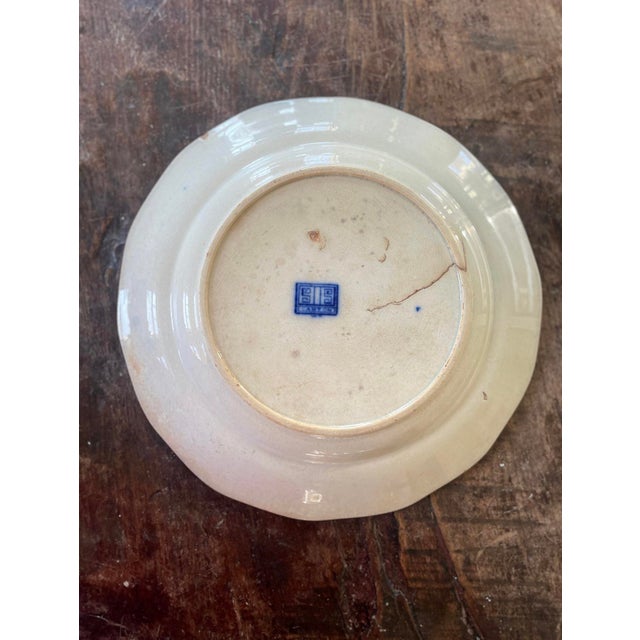 Blue Antique Canton Export Blue and White Chinese Plate For Sale - Image 8 of 10