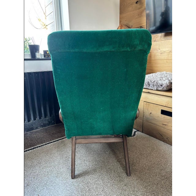 Vintage Scandinavian Armchair in Green Corduroy, 1960s For Sale - Image 9 of 10
