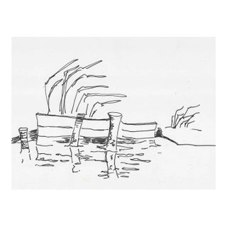 1967 Alexandra Merker Hackensack River Drawing For Sale