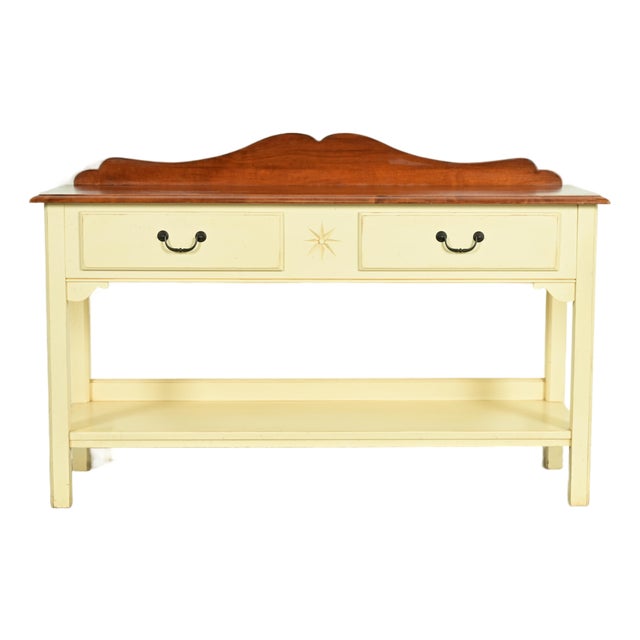 Ethan Allen American Colonial Cream Lacquered Maple Sideboard Buffet Server or Console Table For Sale