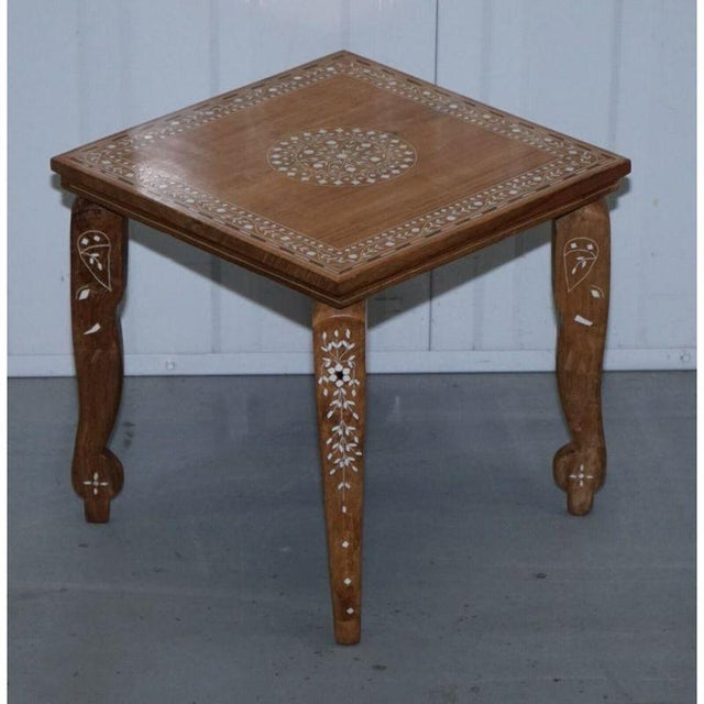Anglo-Indian Inlaid Teak Side Table, 1950s For Sale - Image 8 of 9