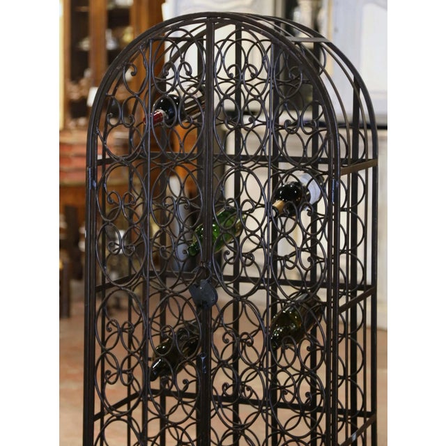 French Mid-Century French Iron Sixty-Eight Bottle Wine Rack With Lock and Keys For Sale - Image 3 of 9