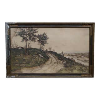 Antique George William Bohde on the Bluff Colored Landscape Etching 28" For Sale