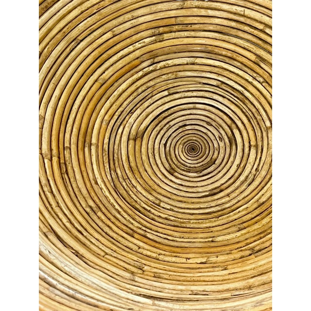 Late 20th Century Late 20th Century Vintage Large Size Woven Pencil Reed Bamboo Basket Bowl For Sale - Image 5 of 8
