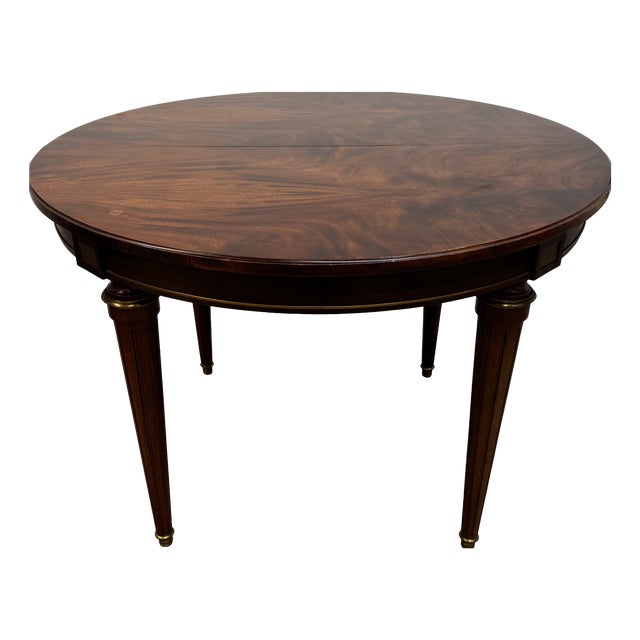 Extendable Round Dining Table in Mahogany and Gilts For Sale