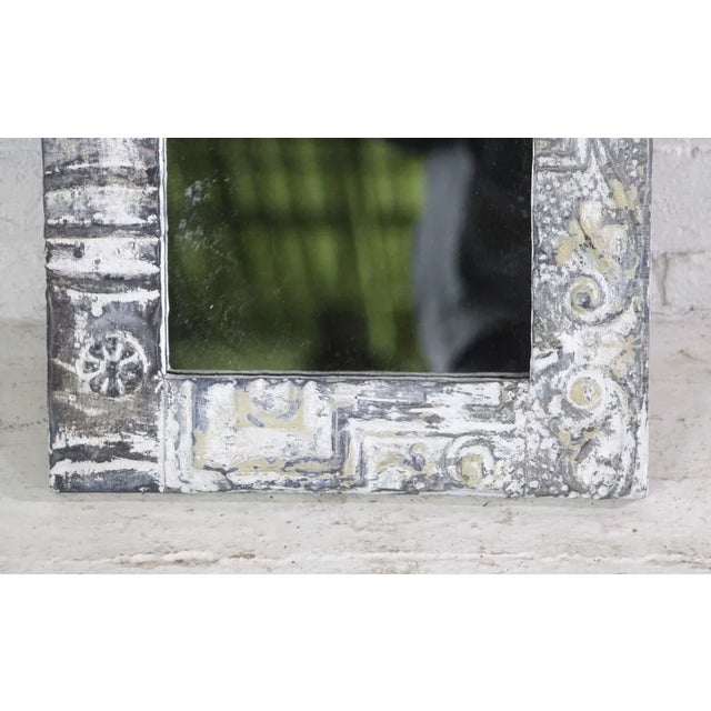 Handmade Mixed Pattern Antique Tin Panel Mirror For Sale - Image 4 of 6